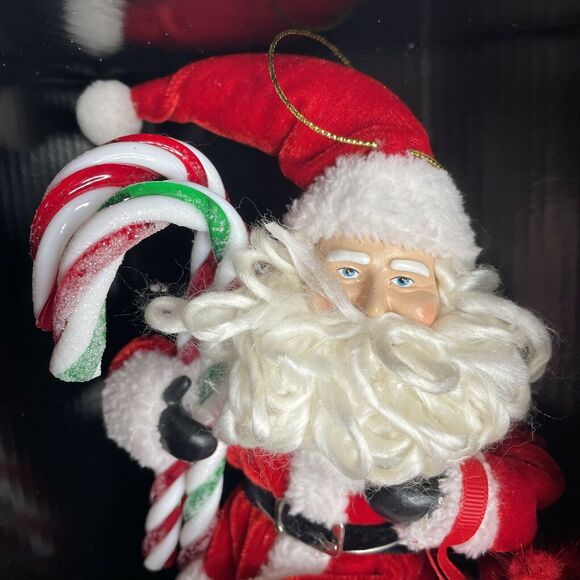 Trimsetter by Dillard’s Santa Candy Cane Gifts Fabric Christmas Ornament NIB 9” - Picture 4 of 6